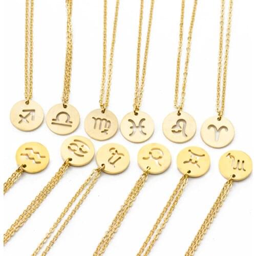 Zodiac Necklace Womens Constellation Necklaces Celestial Keepsake Jewelry Virgo Taurus Leo Gemini Pendant Collier Bijoux Femme