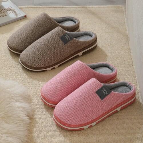 Winter Cotton Slippers Womens Mens Thick Bottom Anti-skid Indoor Shoes Couples Home Plush Large Cotton Slippers