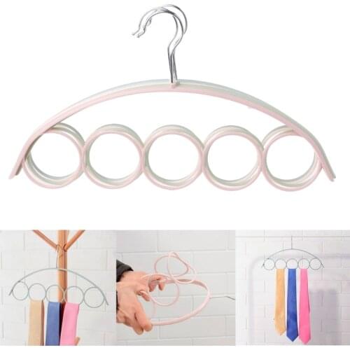 1Pc 5 Slots Ring Rope Holder Ties Hanger Belt Rack Scarves Hanger Organizer