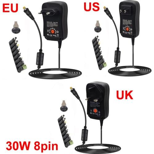 3V/4.5V/5V/6V/7.5V/9V/12V 2A/2.5A AC/DC EU US UK Plug Adjustable Power Adapters USB Universal Charger Switch Power Supply