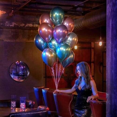 50Pcs 5/10/12inch Metallic Gold Silver Green Purple Ballon Wedding Happy Birthday Latex Balloons Metal Chrome Balloon Air Baloon