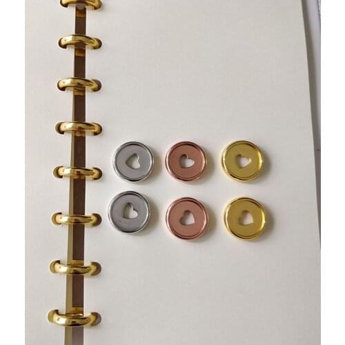 50Pcs Heart Notebook Mushroom Hole Button Notepad Plastic Loose leaf Coil 360 Degree Foldable Disc Buckle School Office Supplies