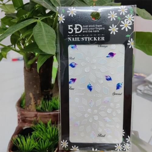 5D Sticker for Nails Petal Flower Grass Square Leaf Nail Art Decorations Stereoscopic Sticker Accessories Anaglyph Effect Design