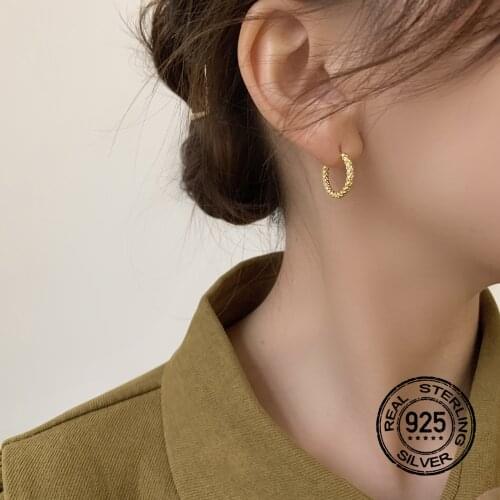 925 Sterling Silver Earrings For Women Gold Flower Gypsophila Circle Retro Design Fashion Girl Party Wedding Jewelry INEFFA