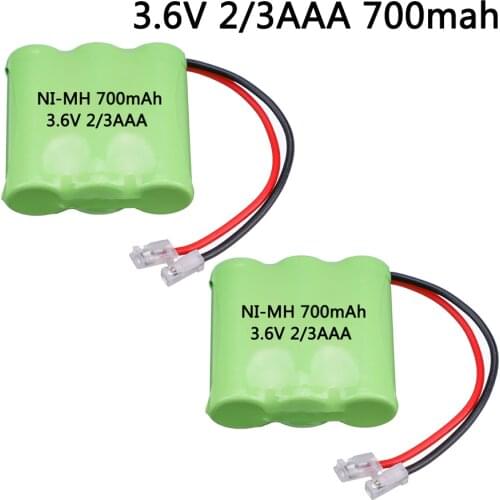 1-3pcs 3.6V NMMH Rechargeable 2/3AAA battery pack 3.6V 700mah 2/3 AAA ni-mh cell for RC toys cordless phone