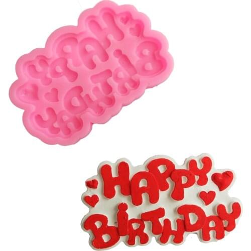 Aouke Happy Birthday Letters Fondant Silicone mold Gummy Chocolate Mold Kitchen Cooking Cake Decorating Tools