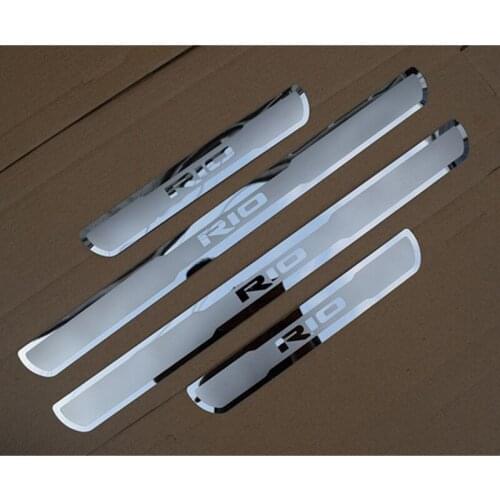 Car Accessorise RIO Door Sill Cover Sticker Stainless Steel Door Sill Scuff Plate for EU Kia Rio 2015-2021