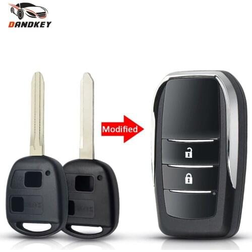 Dandkey Remote Car Key Shell Fob 2/3 Buttons For Toyota Celica Avensis RAV4 Prado Camry TOY43 TOY47 Flip Key Case Replacement