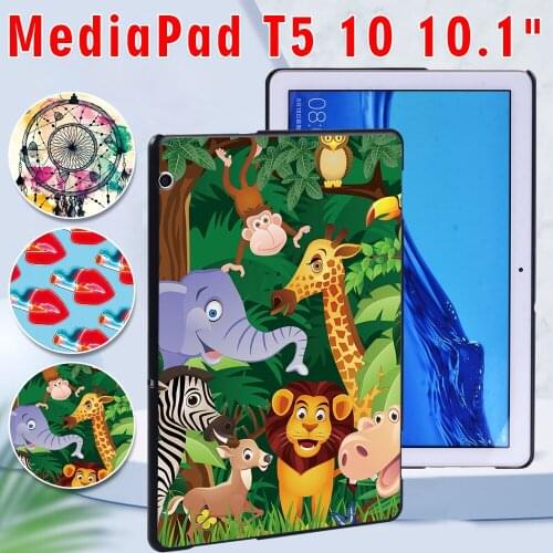 Case for Huawei MediaPad T5 10 10.1 Inch -Anti-fall Printing Slim Plastic Tablet Back Cover Case + Free Stylus