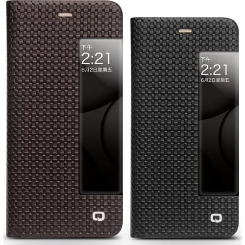 QIALINO Genuine Leather Case for Huawei P10 Smart View Flip Window Cover for Huawei Ascend P10 Plus with Sleep Wake Up Function