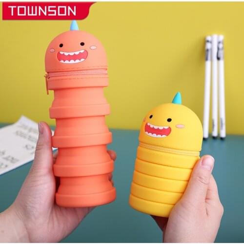 Childrens cartoon stationery box Silicone Rubber Retractable pencil case School Pencilcase Pencils Pouch School storage bag