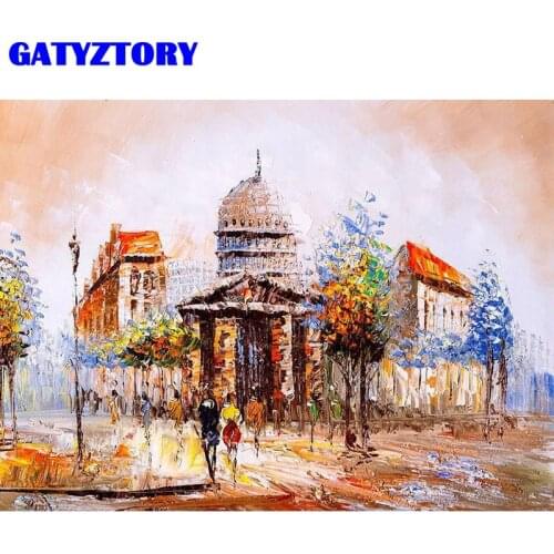 GATYZTORY Frame Diy Painting By Numbers City Canvas Drawing Streets Landscape Handpainted Gift Artwork Wall Decor 40x50cm