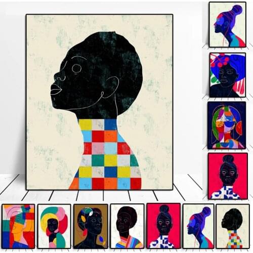 African Art Abstract Art Black Woman Painting on Canvas Cuadros Posters and Prints Scandinavian Wall Art Picture for Living Room