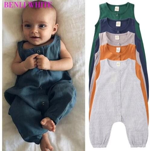 2020 Newborn Baby Onesies Outfit Toddler Girl Clothes Sleeveless Boy Romper Cotton Kids Jumpsuit 0-24M