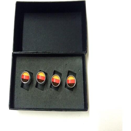 4Pcs/Lot Germany Flag Logo Stainless Steel Caps Car Emblem Wheel Tire Valve Caps Tyre Dust Cap For Cars