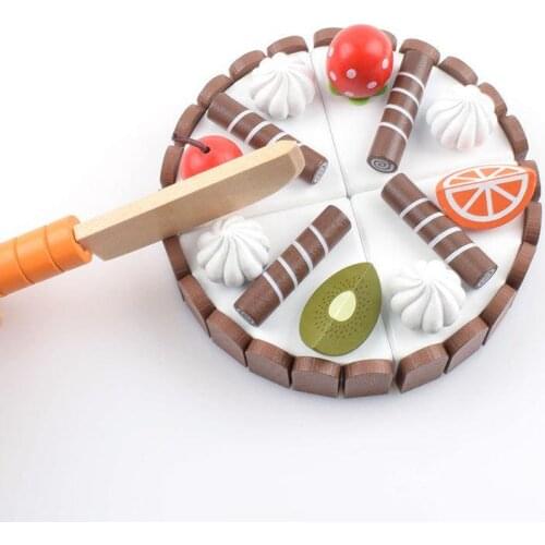 Kitchen Toys For Girls Pretend Play Magnetic Cutting Fruit Cake Baby Education Wooden Food Cooking Gift Role Play Children Toy