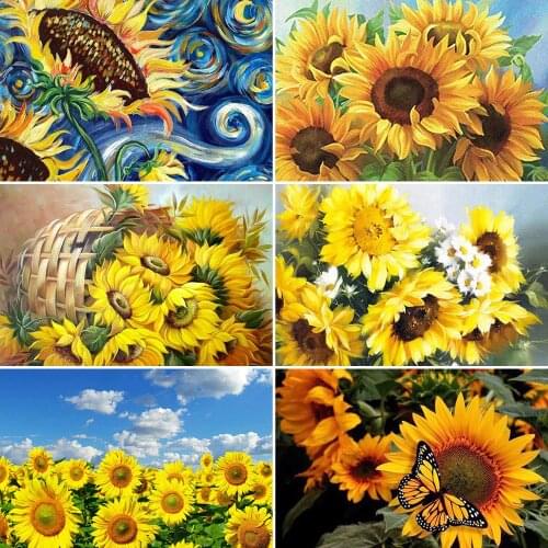 Meian Sunflower full square DIY Diamond embroidery Flower 5D Diamond painting Kit cross stitch diamond art photo home decor