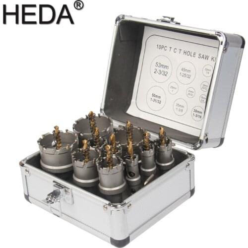 HEDA Tools Free Shipping TCT Tungsten Carbide Tipped Hole Saw Cutter Drill Bit Set For Metal Working Thick Stainless Steel