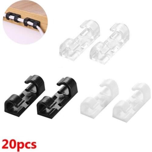 20Pcs Self-sticking USB Cable Organizer Cable Winder Desktop Tidy Management Clips Cable Holder For Mouse Headphone Wire
