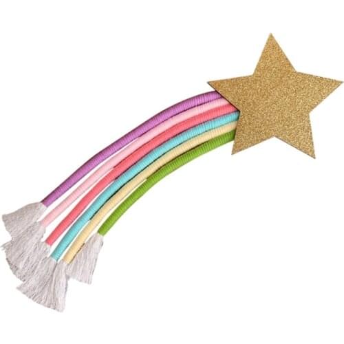Nordic Hand-woven Macrame Lucky Star Rainbow Tapestry Christmas Wall Hanging Decor Baby Girl Room Nursery Ornaments
