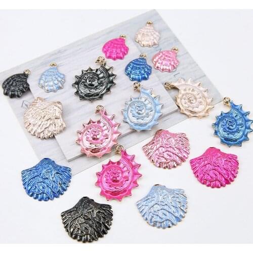 Newest Enamel Alloy Jewelry Charms 30pcs/Lot Gold Tone Plated Sea Shell Snail DIY Earring Necklace Bracelet Pendant Ornaments