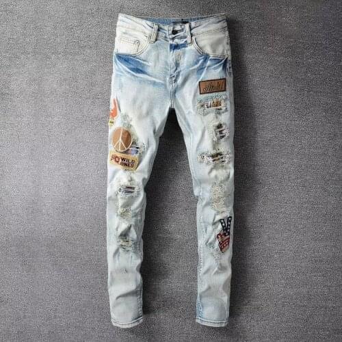 New Streetwear Designer Patchwork Jeans Men Blue 2021 Hip Hop Big Size Slim Fit Social Club Jeans Denim Pants High Quality 678