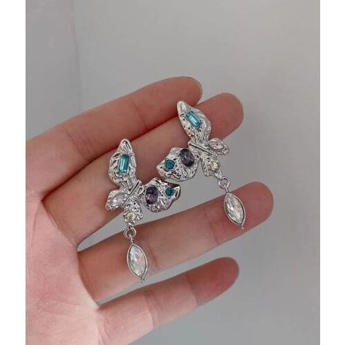 Origin Summer Unusual Irregular Butterfly Dangle Earring for Women Baroque Crystal Oval Vintage Earring Jewellery Pendientes