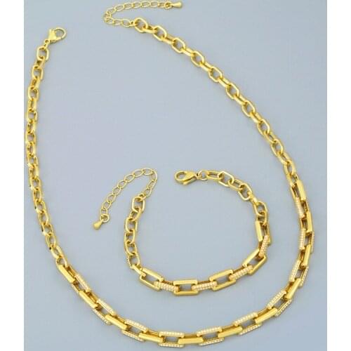 ORYANA 925Sterling Silver Rectangle Paperclip Chain Rolo Chain Necklace Bracelet Cubic Zirconia Crystal Minimalist Fine Jewelry