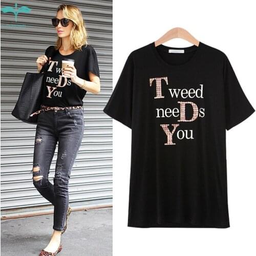 OUMOWEI Women's T-shirts With Inscriptions