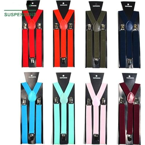 YSMILE Y 26 Color Elastic Men Solid 3Clip Suspenders Adjustable High Quality Women Men Wedding Party Daily Accessories For Shirt