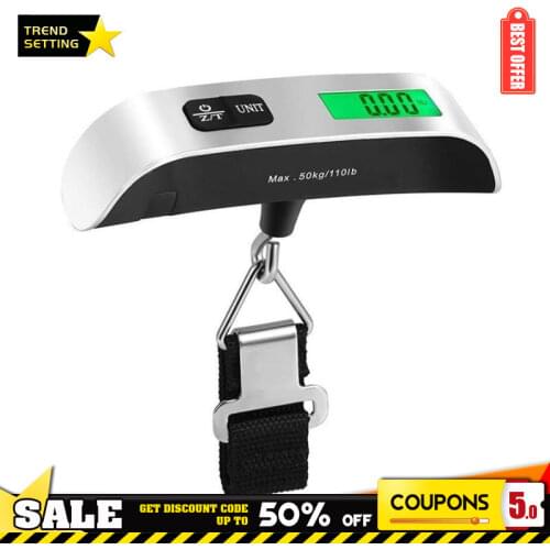 Portable Scale Digital LCD Display 110lb/50kg Electronic Luggage Hanging Suitcase Travel Weighs Baggage Bag Weight Balance Tool