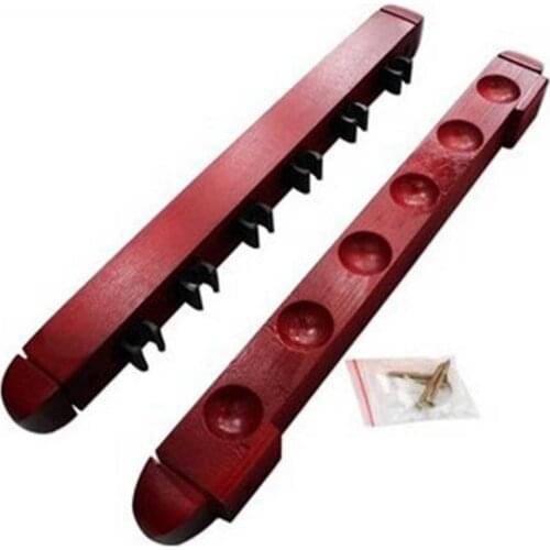 Professional Billiard Wood Rack Holder Wall Mounted Hanging 6-Hole Wooden Billiard Cue Holder Accessories Billiard Cue Rack