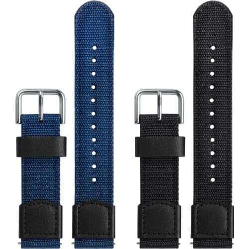 BEAFIRY Nylon Watch Band 18mm 20mm 22mm Breathable Quick Release Watch Straps for samsung huawei amazfit Blue Black men women