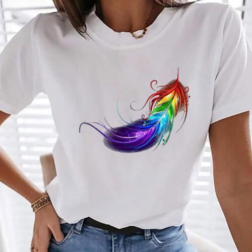 Seeyoushy Aesthetic Color Butterfly Print Tshirt Women Round Neck 90s Tee Shirt Female Top Women Clothes Mujer Camisetas