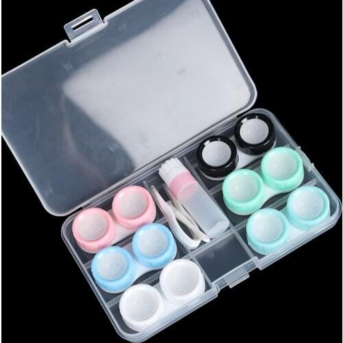 Unisex Contact Lens Case Transparent Leakproof Portable Storage Eye Care Kit Organizer Container