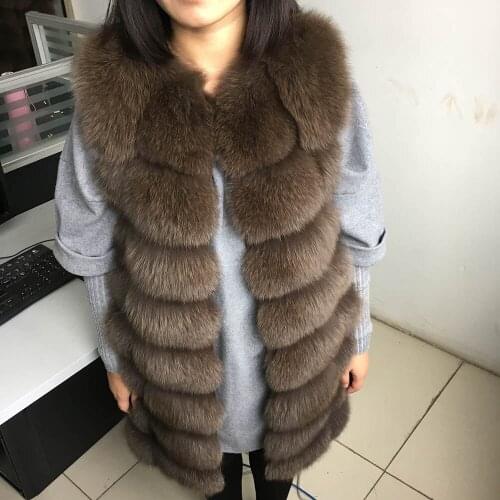 7XL Real Fox Fur Vest Natural Fur Coat For Jacket Female Coats Vest Waistcoat Long Fur Coats Real Fur Coat Fox Vest Jacket