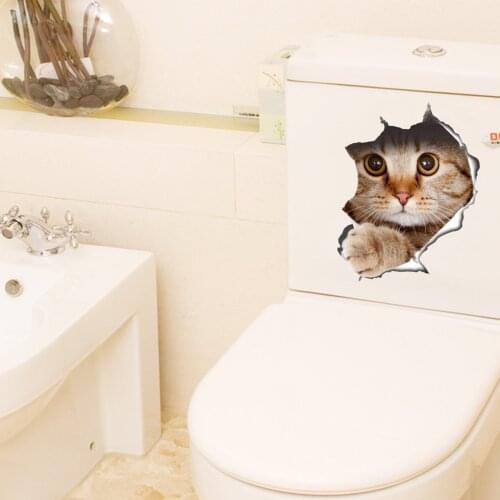 1PC Cartoon Cute Cat 3D Wall Decorative Stickers Toilet Paste Cover Stickers 21*29cm