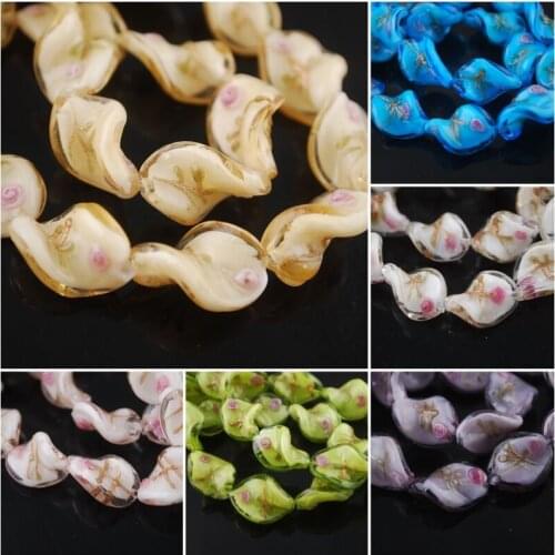 Loose 10pcs Flower Glass Crystal Twist Helix Lampwork Beads Spacer Finding 20mm