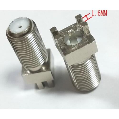 100pcs BRASS Connector F female jack solder edge 1.6mm PCB clip mount New