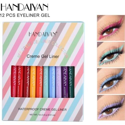 12 Colors/box Color Eyeliner Gel Pencil Set Cat Eye Eye Liner Kit Cream Pen Makeup Cosmetics Waterproof Long-lasting Eyeliner