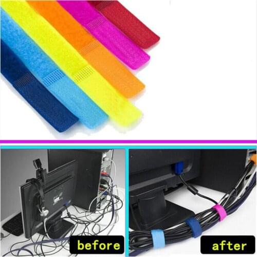 20pcs/lot Bobbin winder Cable Wire Organiser Management Marker Holder Cord Ties magic tape Lead Straps For Earphone TV Computer