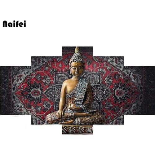 5 pcs Magnolia buddha zen Diamond Paintin full round Diamond embroidery 5d diy diamond mosaic square chinese Fengshui Painting
