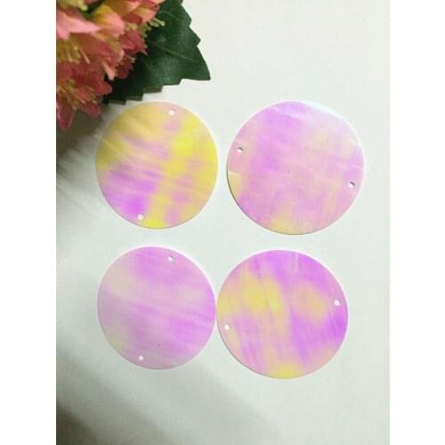 60pcs Large Round Sequins 50mm PVC Flat Paillette Craft Wedding Decoration 2 Side Holes White AB