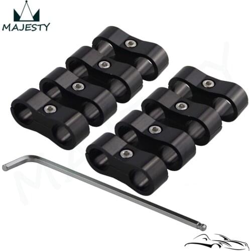 8pcs AN -6 AN6 13.4MM Braided Hose Separator Clamp Fitting Adapter Bracket black