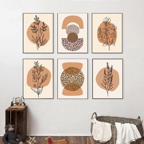 Abstract Line Drawing Flower Art Prints Modern Wall Art Self-adhesive wall stickers Minimalist Style Poster Living Room Decor