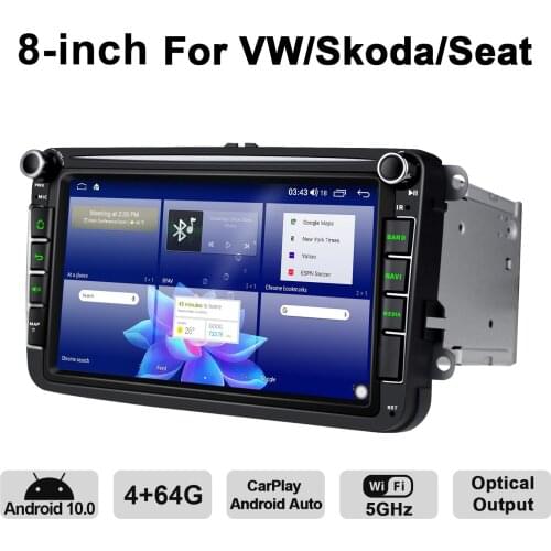 2 Din Car Radio 8 Inch Android 10 Autoradio GPS Wifi 2DIN Car Multimedia Player Head Unit For VW Passat Skoda Seat Plug And Play