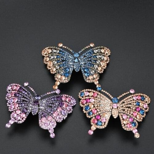 Butterfly Rhinestone Hair Clip Vintage Elegant Hairpin European Version Alloy Headgear For Women