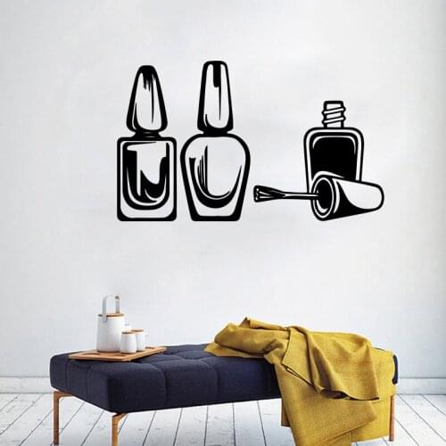 Large Nail Polish Beauty Salon Wall Sticker Spa Nail Makeup Manicure Salon Fashion Wall Decal Vinyl Decor