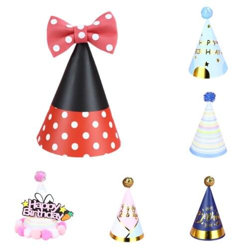 Disney Mickey Cartoon Anime Party Paper Hat Birthday Hat Baby Shower Decoration Party Supplies Children Gift Photo Props