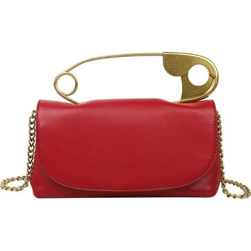Retro Metal Pin Design Purses and Handbags Trendy Female Crossbody Chian Bag Shoulder Bag Ladies Clutch Bag Tote Bag Pu Leather